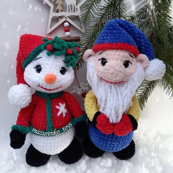 Вязаные снеговичок и гномик крючком