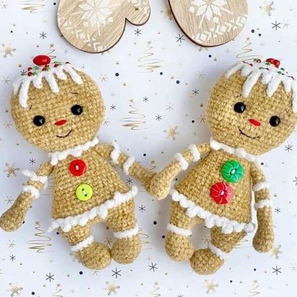 Вязаные имбирные прянички крючком