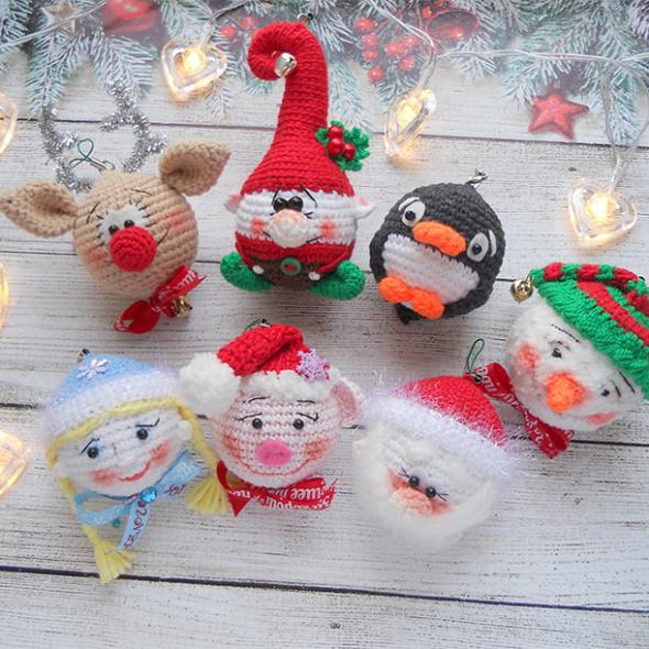 Вязаные новогодние игрушки крючком
