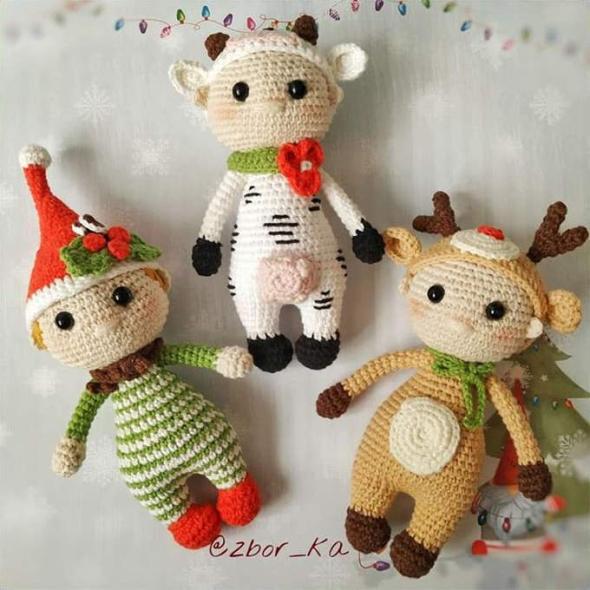 Вязаные новогодние пупсы крючком
