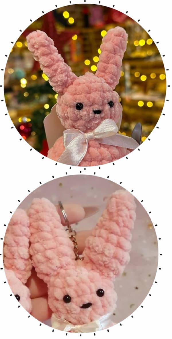 Амигуруми брелок-кролик крючком. Ушки, 2 варианта