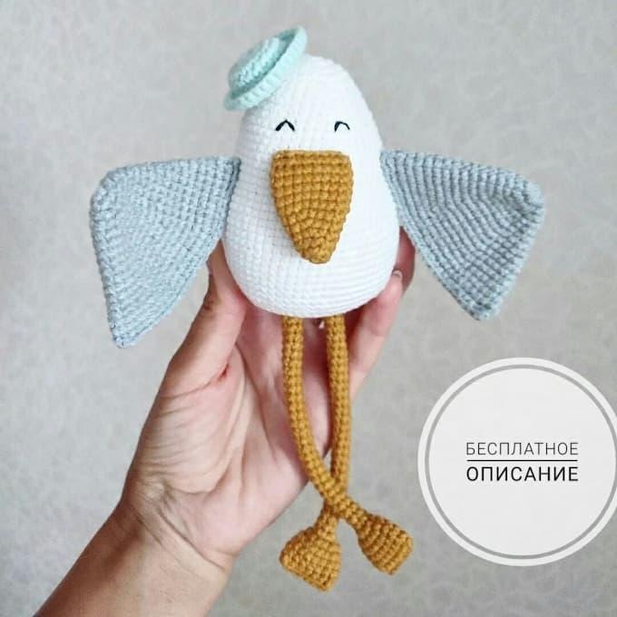 Амигуруми чайка крючком