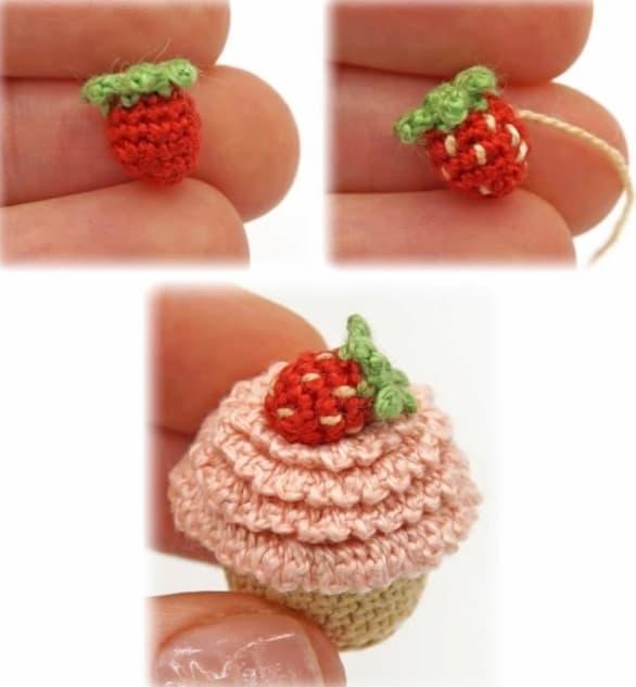 Амигуруми кексик крючком. Клубника