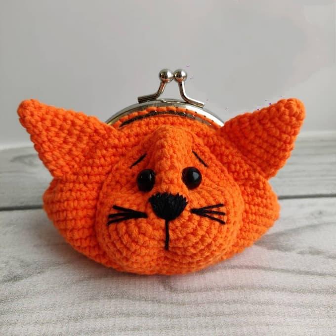 Амигуруми кошелёк котик крючком
