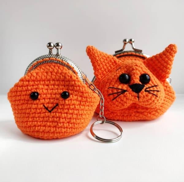 Амигуруми кошельки-котики крючком