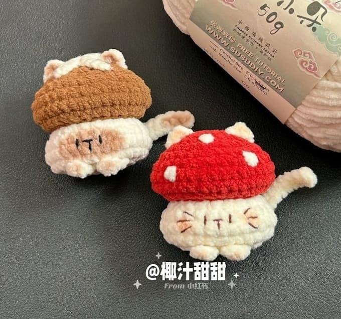 Амигуруми котогриб крючком