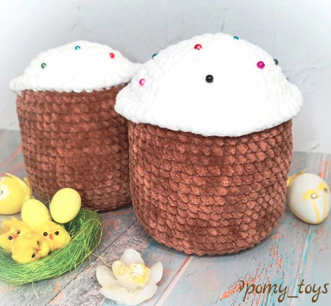 Амигуруми пасхальный кулич крючком