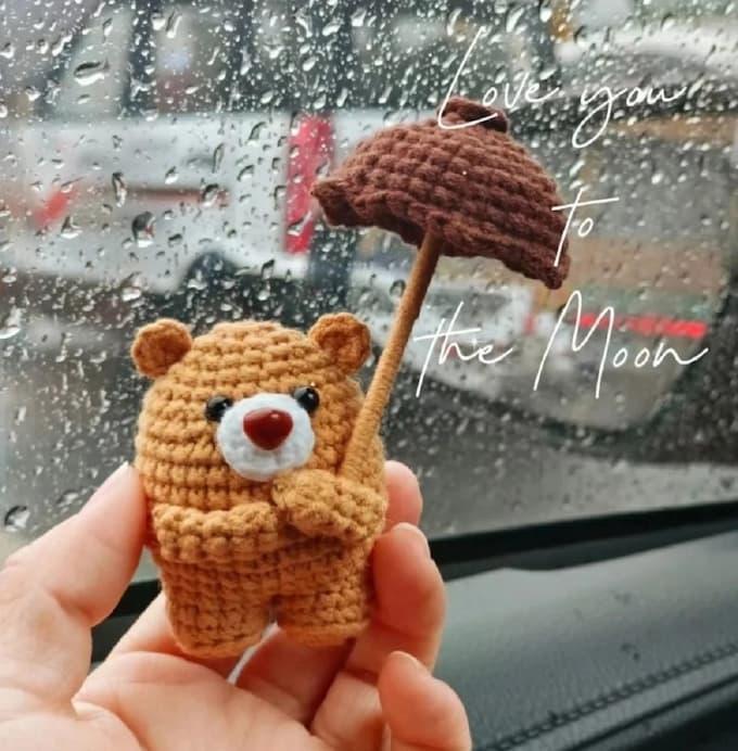 Амигуруми мишка с зонтиком крючком