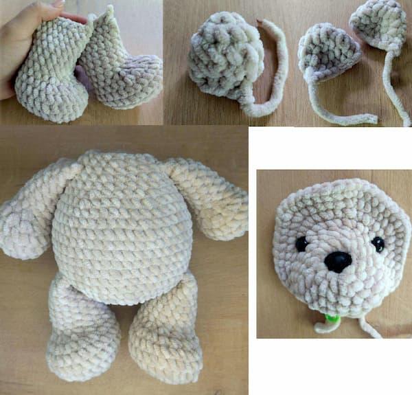 Амигуруми мишутка плюшевый крючком. Ножки, лапки, ушки, тело, голова