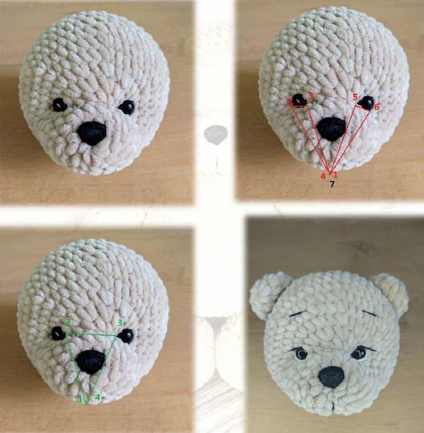Амигуруми мишутка плюшевый крючком. Утяжка и оформление головы