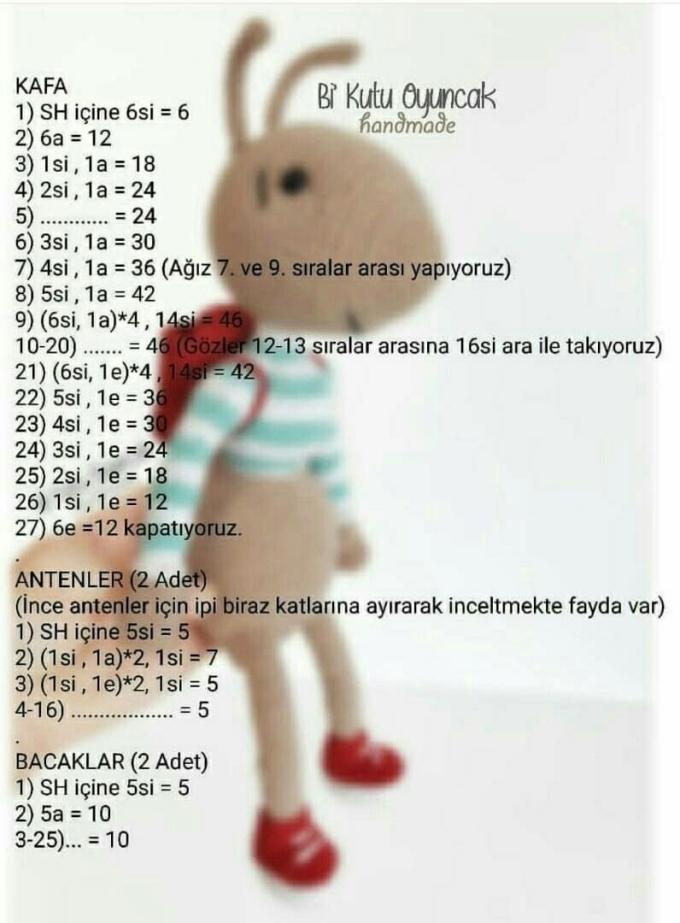 Амигуруми муравей крючком